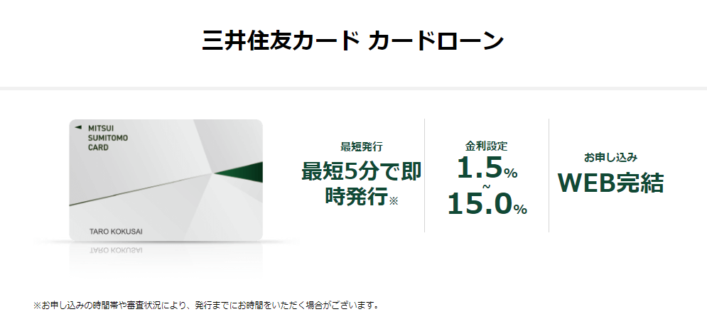 三井住友カードのカードローンの公式キャプチャ