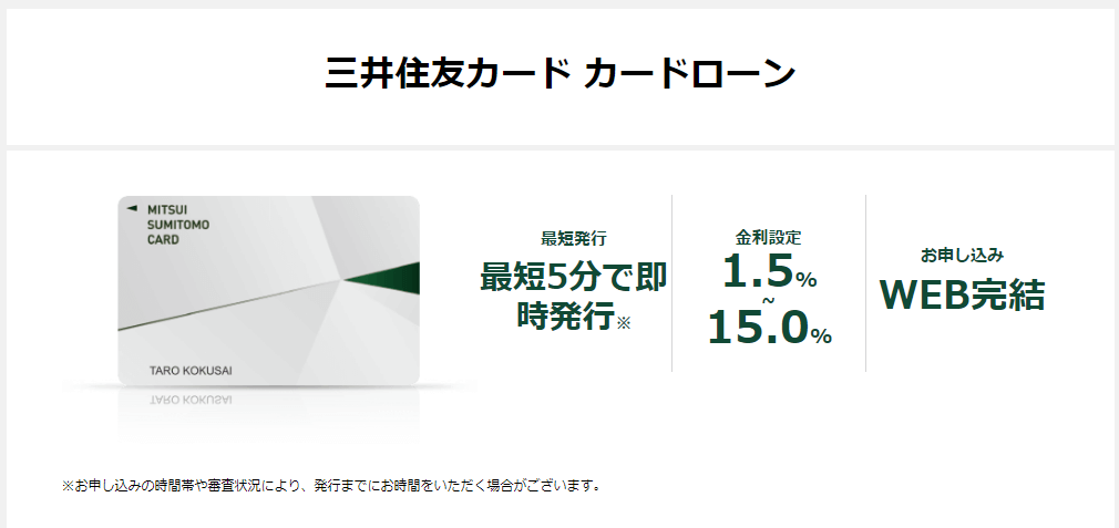 三井住友カード カードローンの公式キャプチャ